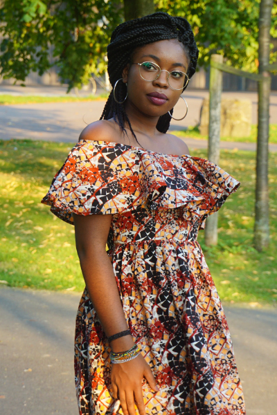 Rougemaron off shoulder Ankara dress