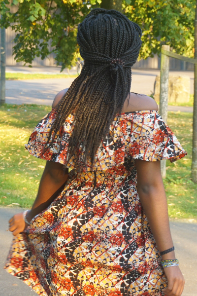Rougemaron off shoulder Ankara dress
