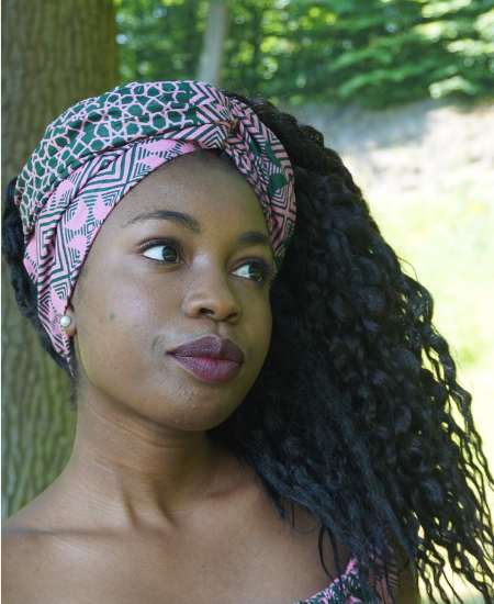 gentle pink and green ankara headwrap