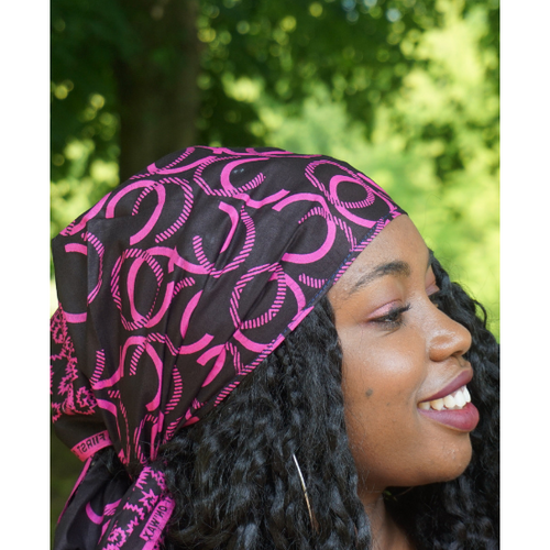 pink and black ankara headwrap
