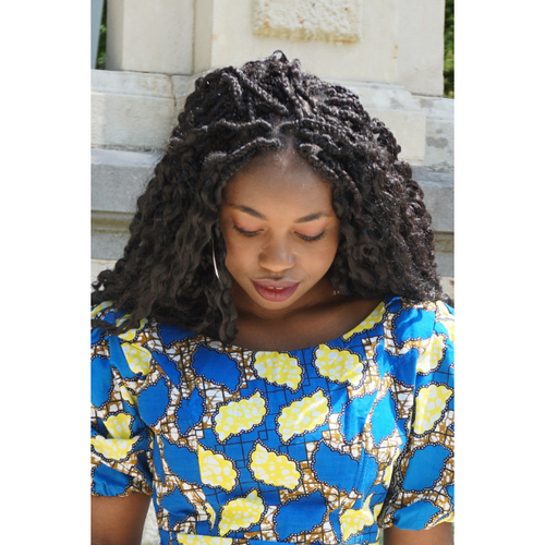 classy blue yellow ankara dress
