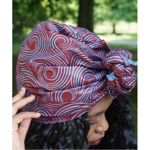 Bordeau blue ankara headwrap