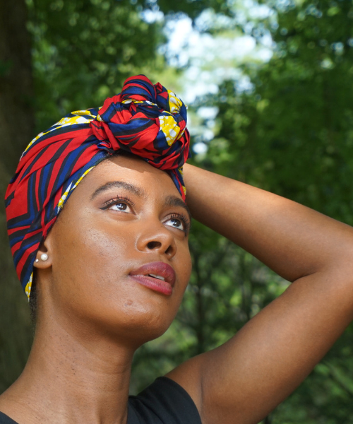 red blue yellow ankara headwrap