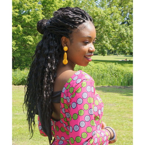 long sleeve pink ankara dress