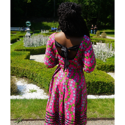 long sleeve pink ankara dress