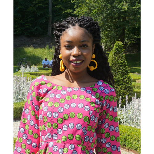 long sleeve pink ankara dress