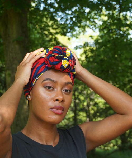 red blue yellow ankara headwrap