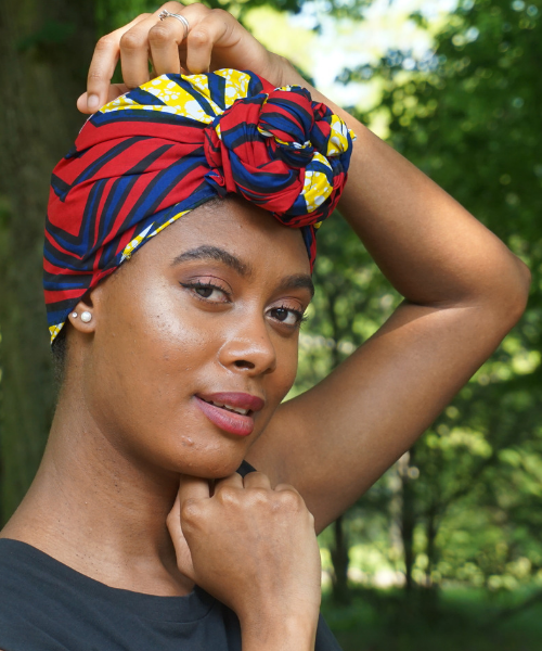 red blue yellow ankara headwrap