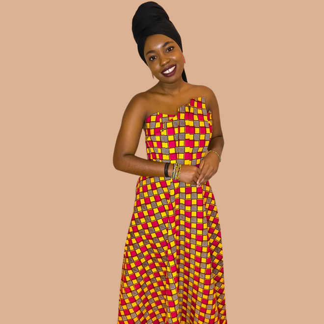 Elegant Tima African print dress