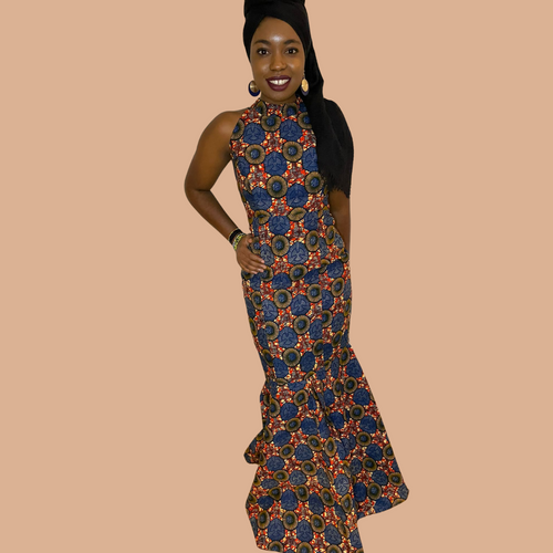 Elegant mermaid African print dress