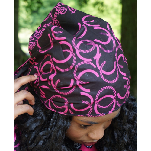 pink and black ankara headwrap