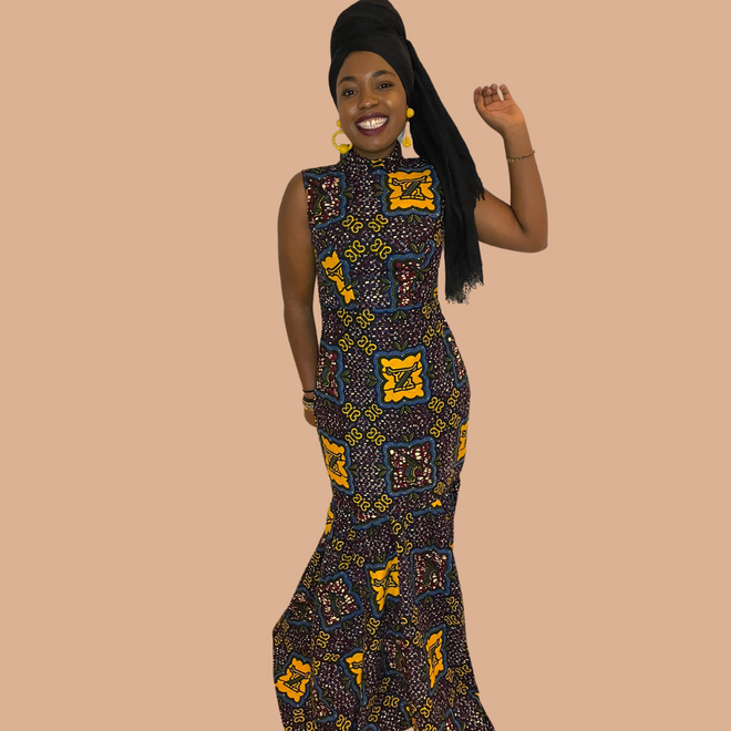 Elegant African print faby dress