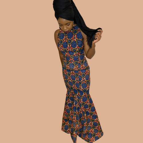 Elegant mermaid African print dress